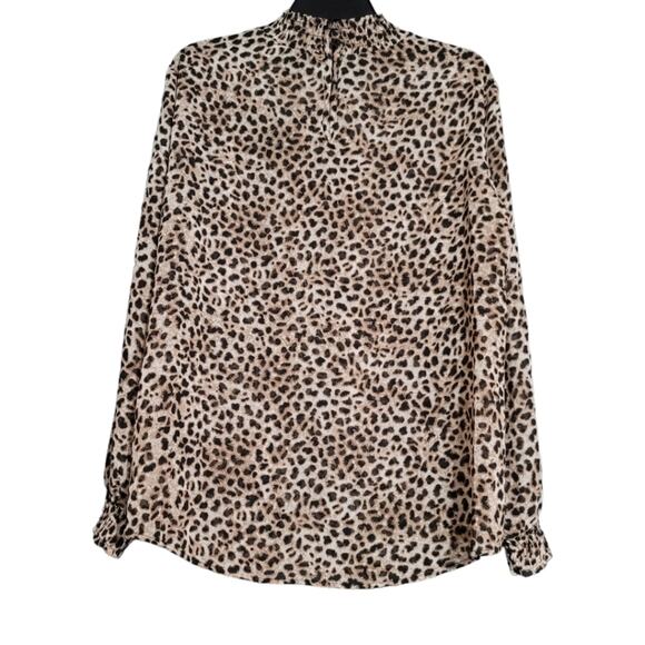 Torrid Animal Print Long Sleeve Sheer Chiffon Smocked Mock Neck Blouse 0X - Picture 2 of 9